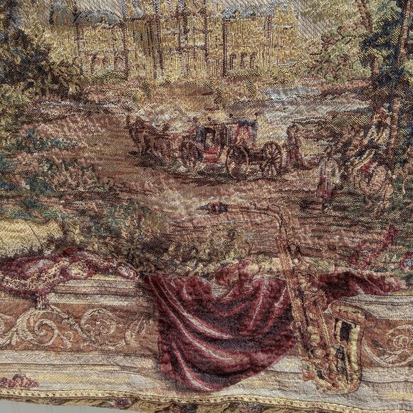 Tapestries Ltd Verdure au Chateau Wall Tapestry Balcony Scene Floral Terrace - Picture 7 of 13